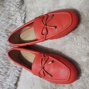 Jessie Pebbled Leather Driving Moccasins Shoes - Clementine